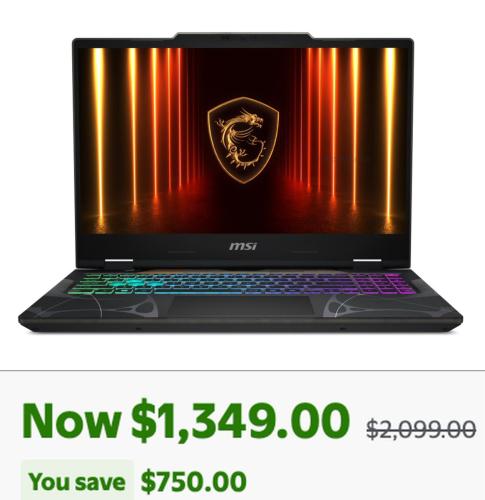 MSI Cyborg RTX 5070 Laptop for $1,349 deal at Walmart