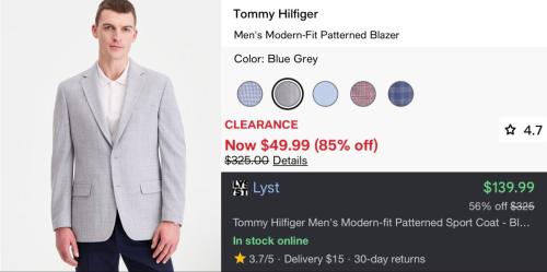 Tommy Hilfiger Blazer for $50 at Macy's deal at Macy's