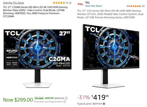 TCL QLED 320Hz Gaming Monitor Now $299 deal at Walmart