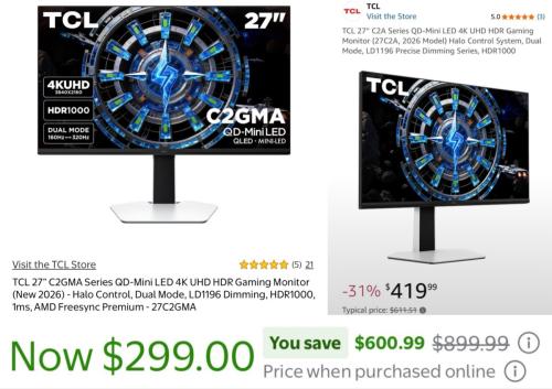 TLC Gaming Monitor for $299 at Walmart deal at Walmart