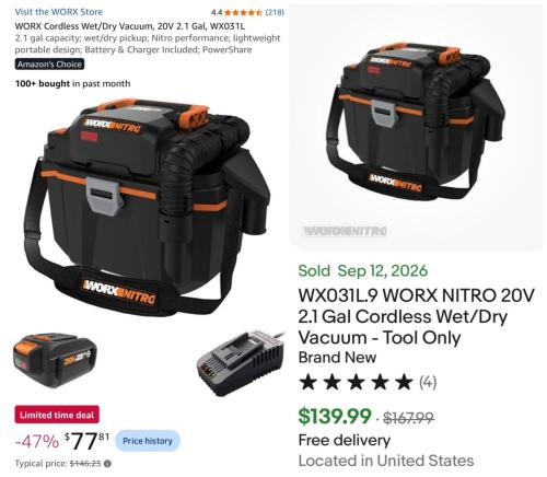 WORX Dry/Wet Vacuum at Lowest Price Ever deal at Amazon