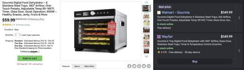 Gourmia Digital Food Dehydrator for $59