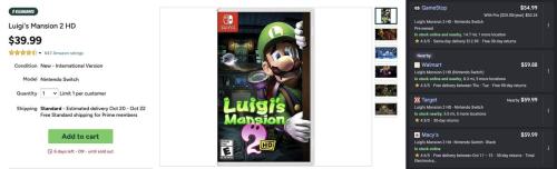 Luigi's Mansion 2 HD Nintendo Switch for $39