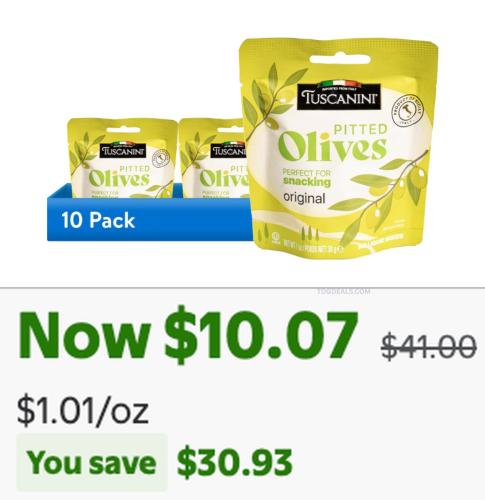 Tuscanini Olives 75% Off - 10 Pack for $10.07 deal at Walmart