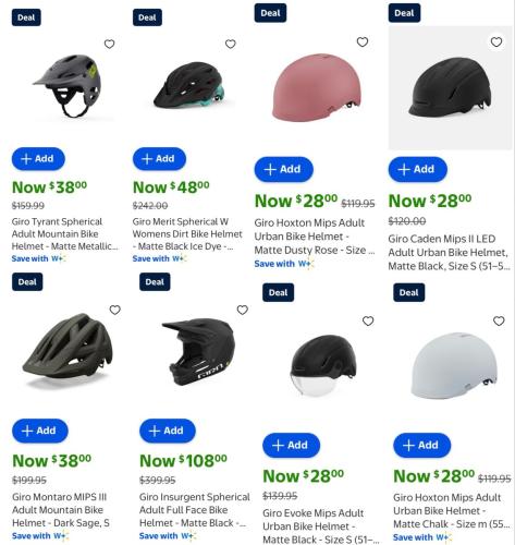 80% Off Entire Bike Helmet Collection deal at Walmart