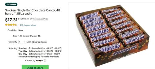 48 Snickers Bars for $17 - Halloween Deal deal at Woot