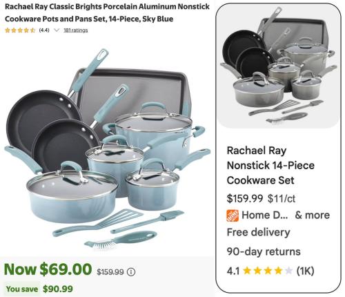 Rachael Ray 14-PC Cookware Set Now $69 deal at Walmart