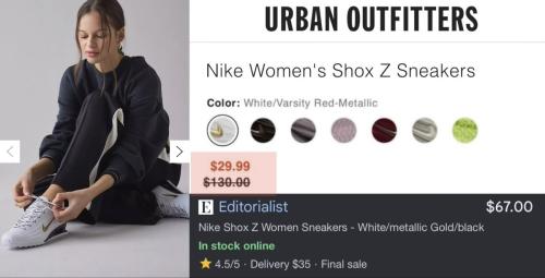 Nike Shox Sneakers for $30 at Urban Outfitters deal at Urban Outfitters