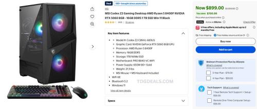 MSI Codex Z2 Gaming Desktop for $899 deal at Walmart