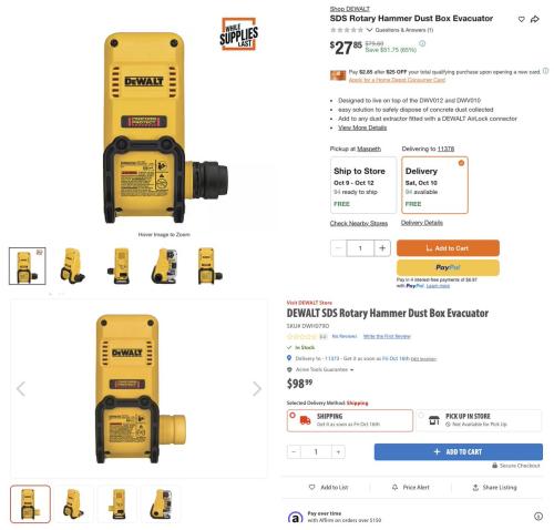 DEWALT Dust Box Evacuator for $28