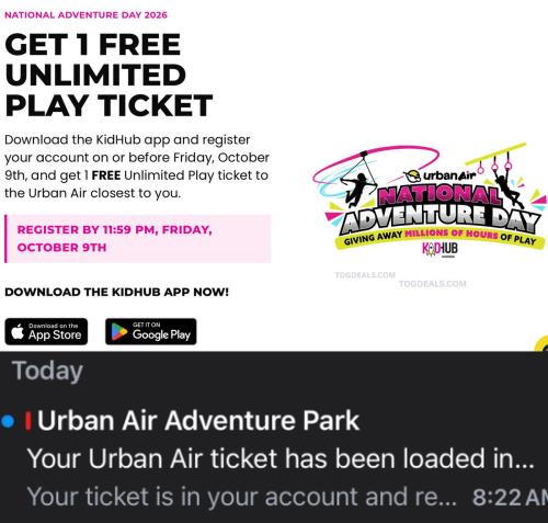 Free All-Day Urban Air Ticket via KidHub App