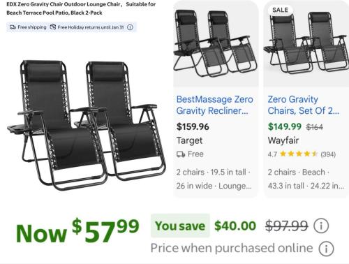 Zero Gravity Chairs Set for $57 (Was $150+)
