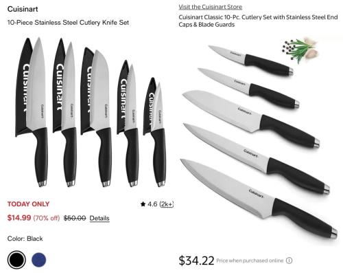 Cuisinart 10-pc Knife Set Now $15 at Macy's deal at Macy's