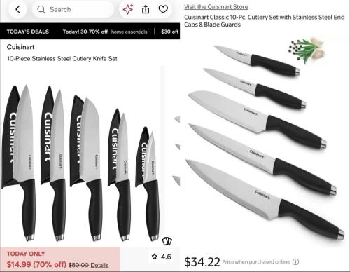 Cuisinart Knife Set $15 at Macy's (70% Off) deal at Macy's