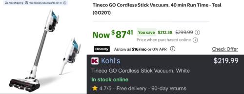 Tineco Vacuum Now $87 at Walmart deal at Walmart