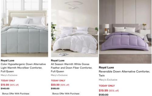 Macy's Comforters 86% Off - $19 Today Only deal at Macy's