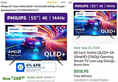 55" Philips QLED TV for $248 at Walmart deal at Walmart