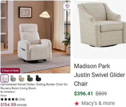 Wayfair Swivel Rocker Chair for $155 deal at Wayfair