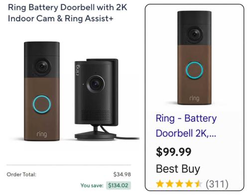 Ring Doorbell & Camera Bundle for $34 deal at QVC