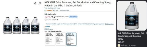 4-Pack NOK Odor Remover for Price of 1 deal at Amazon
