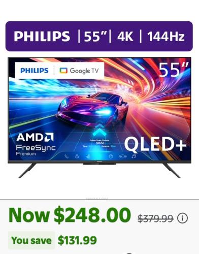 Philips 55" QLED TV for $248 at Walmart deal at Walmart
