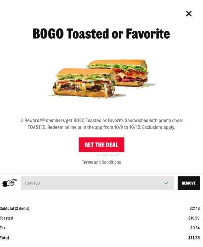 Free Jimmy John's Sandwich When You Buy One deal at Jimmy John's