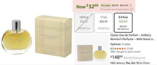78% Off Burberry Perfume at Walmart deal at Walmart