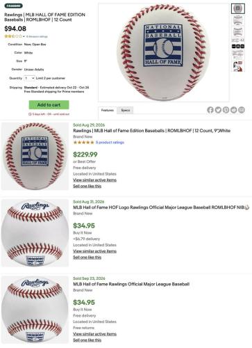 12 MLB Hall of Fame Baseballs for $94
