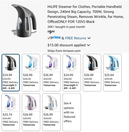 Clothes Steamer for $9 at Amazon deal at Amazon