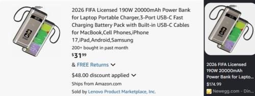 FIFA Power Bank Double Discount at Amazon deal at Amazon