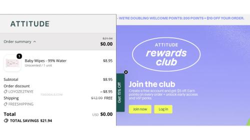 Get $10 Off at ATTITUDE with 200 Points deal at ATTITUDE