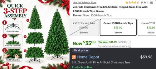 6FT Christmas Tree for $35 at Walmart deal at Walmart