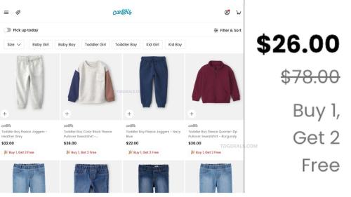 Buy 1 Get 2 Free Carter's Baby & Toddler Pants deal at Carter's