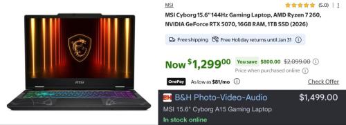 $800 Off MSI Cyborg Gaming Laptop at Walmart deal at Walmart