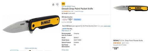 $10 Dewalt Pocket Knife at Amazon (50% Off) deal at Amazon