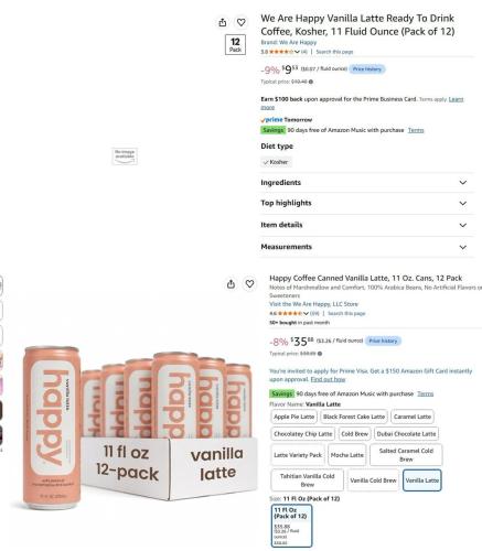 Vanilla Latte Coffee 12-Pack for $9 at Amazon deal at Amazon