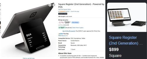 Square Register $510 Off - Now $390 at Amazon deal at Amazon