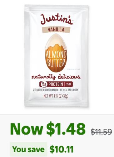 Justin's Almond Butter 10-Pack for $1.48 deal at Walmart
