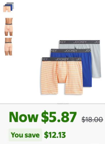 Jockey Boxer Briefs 3-Pack Now $5.87 at Walmart deal at Walmart