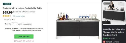 Portable Bar Table Drops to $69 at Woot deal at Woot