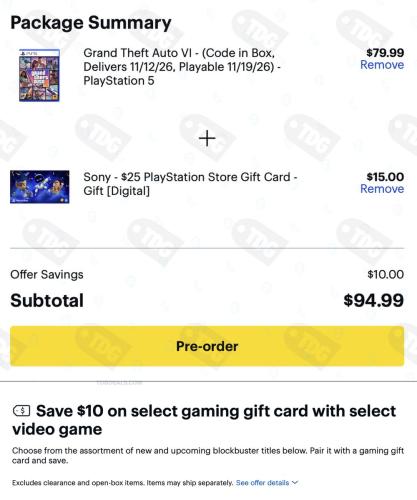 GTA VI Pre-Order: $25 PS Card for $10 Off deal at Best Buy
