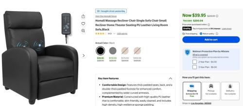 Massage Chair Only $39 at Walmart ($200 Off) deal at Walmart