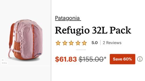 Patagonia Refugio 32L Pack Now $61.83 deal at REI