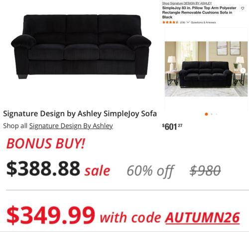 $600 Couch for $349 with AUTUMN26