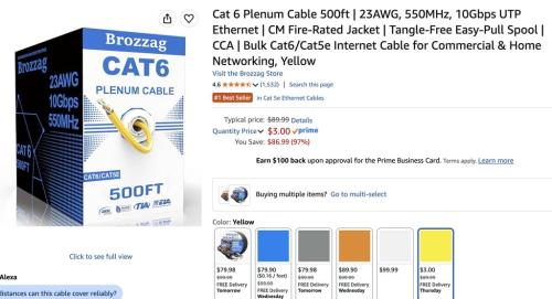 $90 Ethernet Cable for $3 (Amazon Business) deal at Amazon