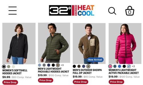 80% Off Winter Clothing at 32 Degrees deal at 32 Degrees