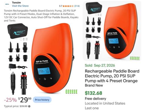 Tonism Electric Paddle Board for $30