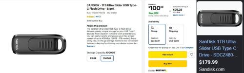 SanDisk 1TB Flash Drive Drops to $100 deal at Best Buy