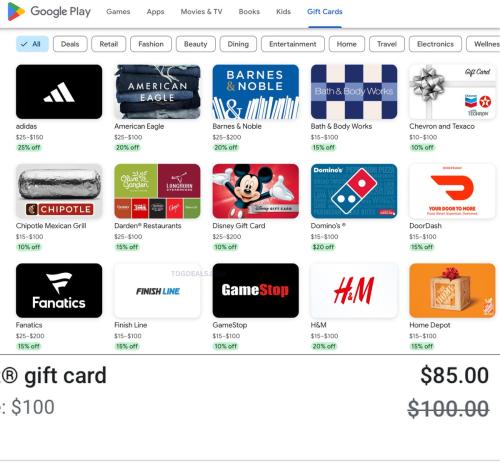 Google Play Gift Cards Up to 20% Off