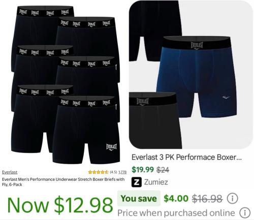Everlast Boxers 6-Pack for $12